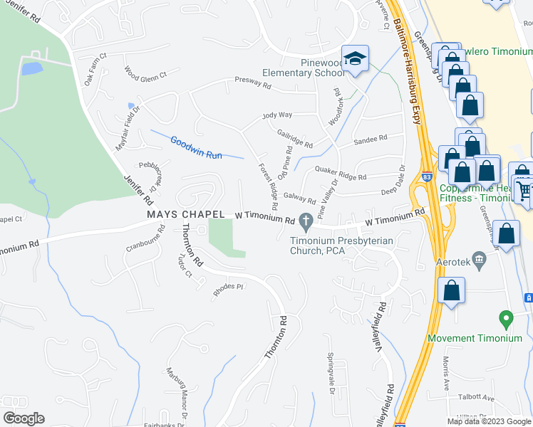 map of restaurants, bars, coffee shops, grocery stores, and more near 400 West Timonium Road in Lutherville-Timonium
