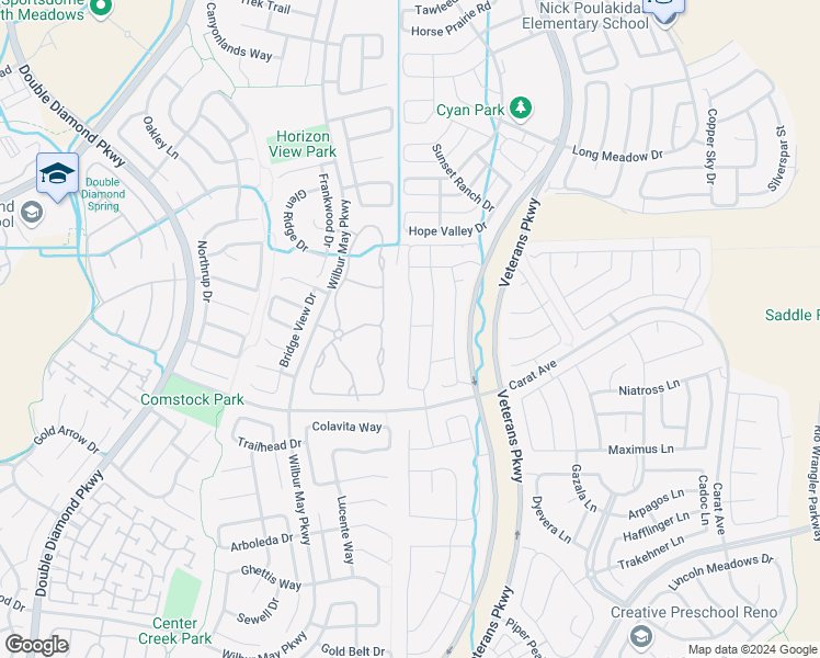 map of restaurants, bars, coffee shops, grocery stores, and more near Pachuca Drive in Reno