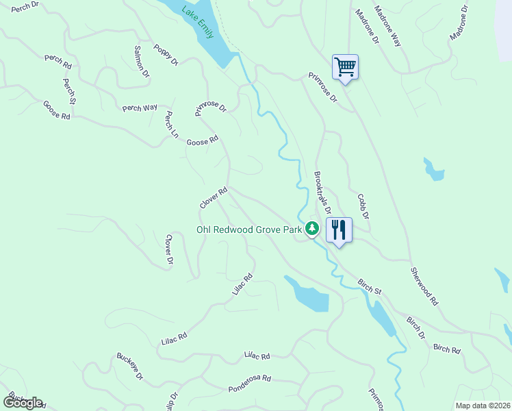 map of restaurants, bars, coffee shops, grocery stores, and more near 2800-24966 Clover Road in Willits