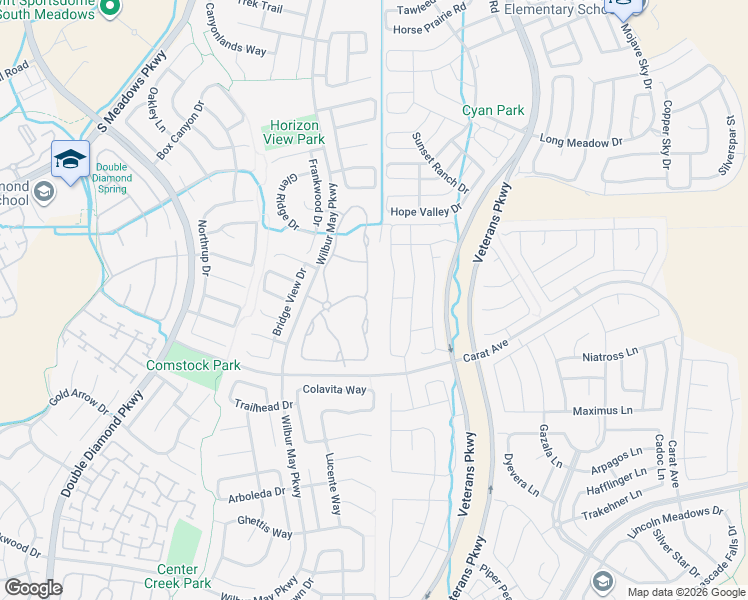 map of restaurants, bars, coffee shops, grocery stores, and more near 9900 Wilbur May Parkway in Reno