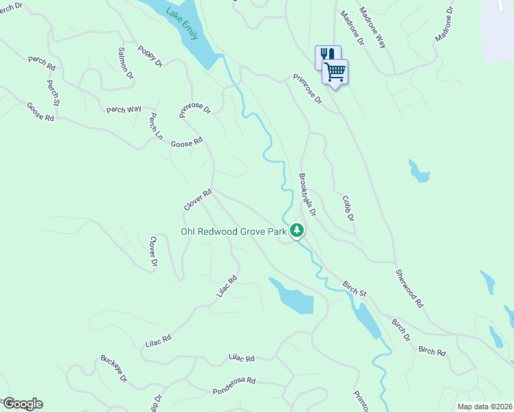 map of restaurants, bars, coffee shops, grocery stores, and more near 24944 Clover Road in Willits