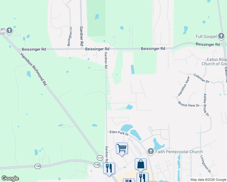 map of restaurants, bars, coffee shops, grocery stores, and more near 1908 Gardner Road in Hamilton