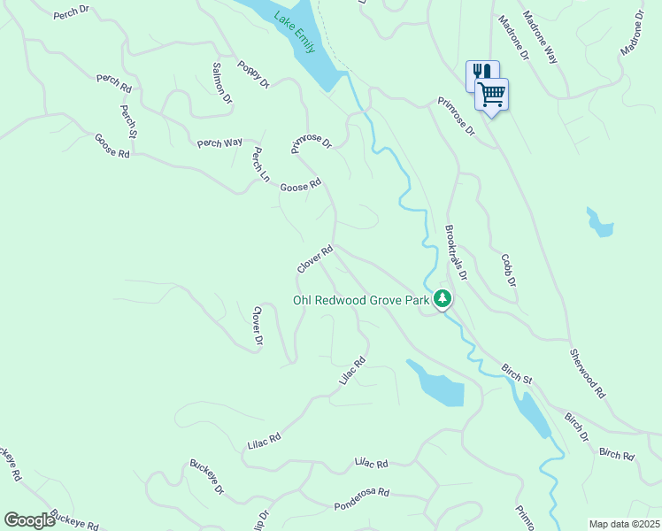 map of restaurants, bars, coffee shops, grocery stores, and more near 2148 Primrose Drive in Willits