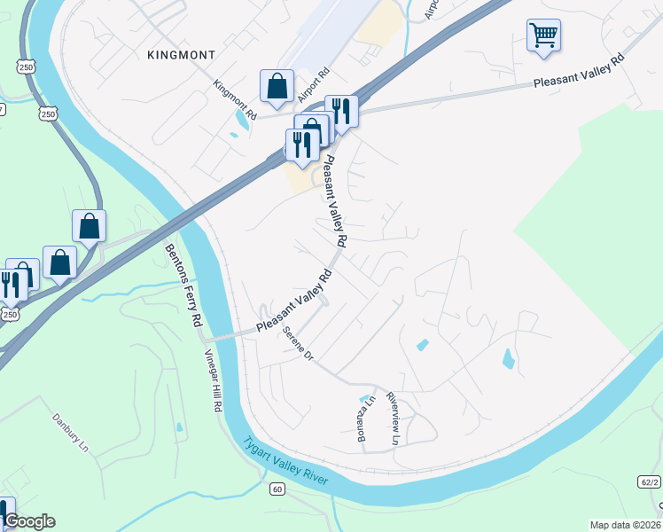 map of restaurants, bars, coffee shops, grocery stores, and more near 2309 County Road 64 in Pleasant Valley