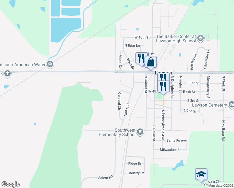 map of restaurants, bars, coffee shops, grocery stores, and more near 149 Cardinal Circle in Lawson
