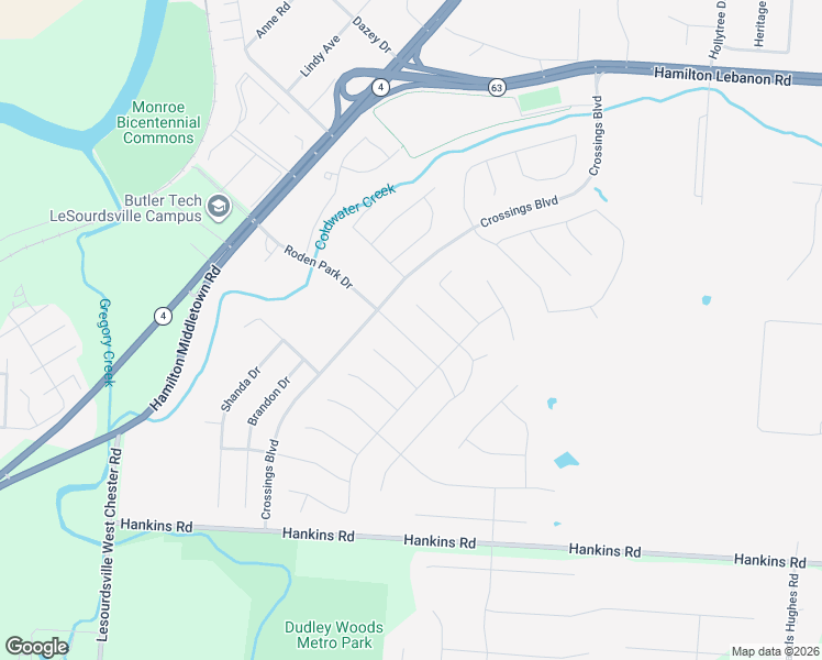 map of restaurants, bars, coffee shops, grocery stores, and more near 5335 Roden Park Drive in Monroe