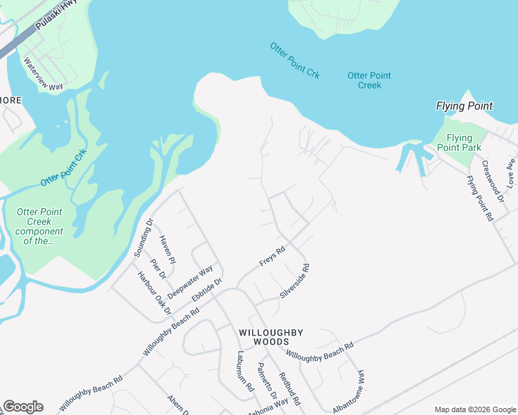 map of restaurants, bars, coffee shops, grocery stores, and more near 614 Otter Creek Road in Edgewood