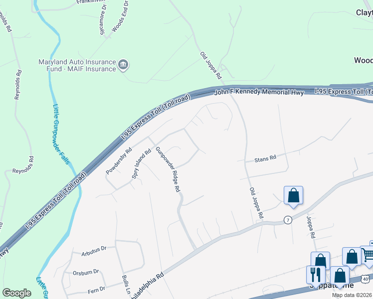 map of restaurants, bars, coffee shops, grocery stores, and more near 315 Woltham Court in Harford County