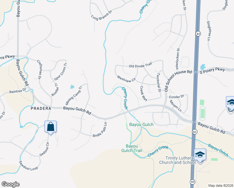 map of restaurants, bars, coffee shops, grocery stores, and more near in Parker