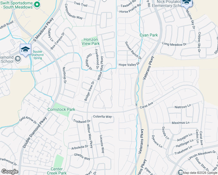 map of restaurants, bars, coffee shops, grocery stores, and more near 9900 Wilbur May Parkway in Reno