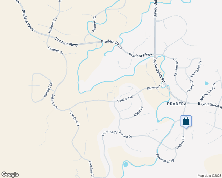 map of restaurants, bars, coffee shops, grocery stores, and more near 5225 Raintree Drive in Parker