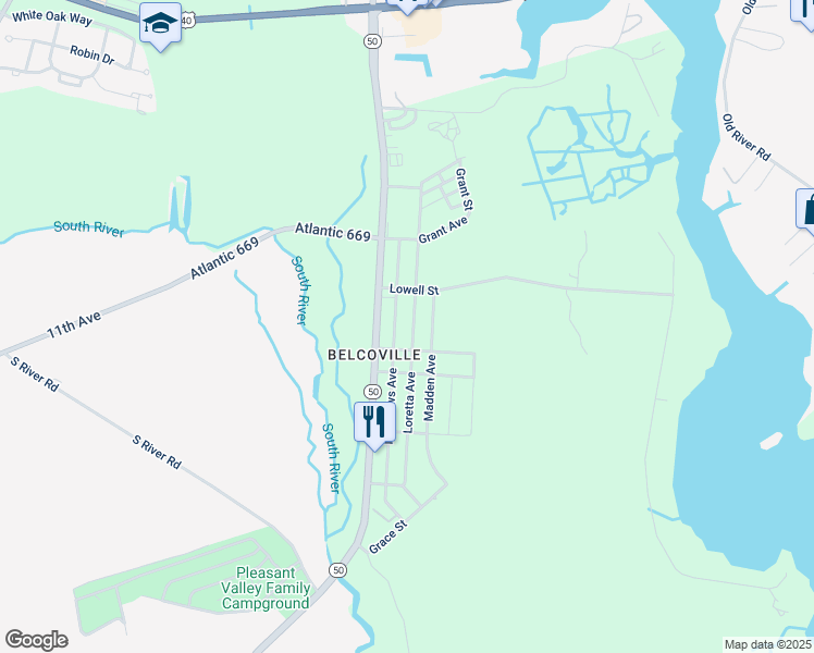 map of restaurants, bars, coffee shops, grocery stores, and more near 1110 Loretta Avenue in Weymouth