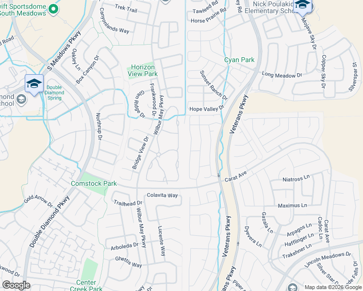 map of restaurants, bars, coffee shops, grocery stores, and more near 9900 Wilbur May Parkway in Reno