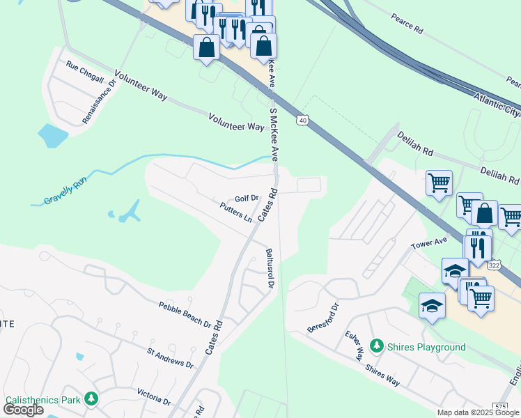 map of restaurants, bars, coffee shops, grocery stores, and more near 6 Golf Drive in Hamilton