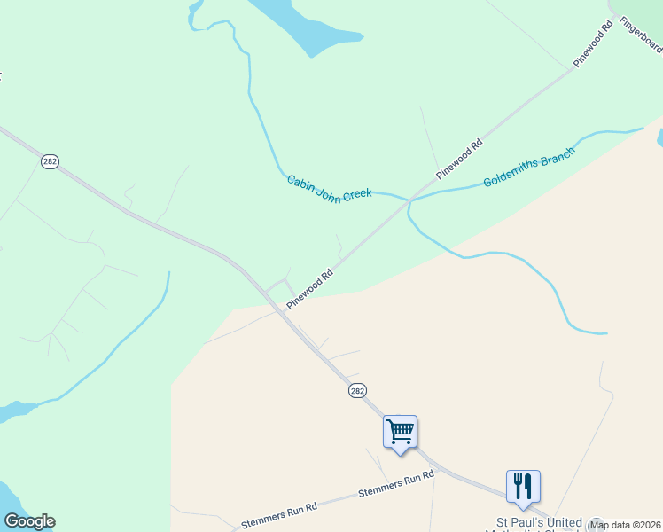 map of restaurants, bars, coffee shops, grocery stores, and more near 75 Pinewood Road in Earleville