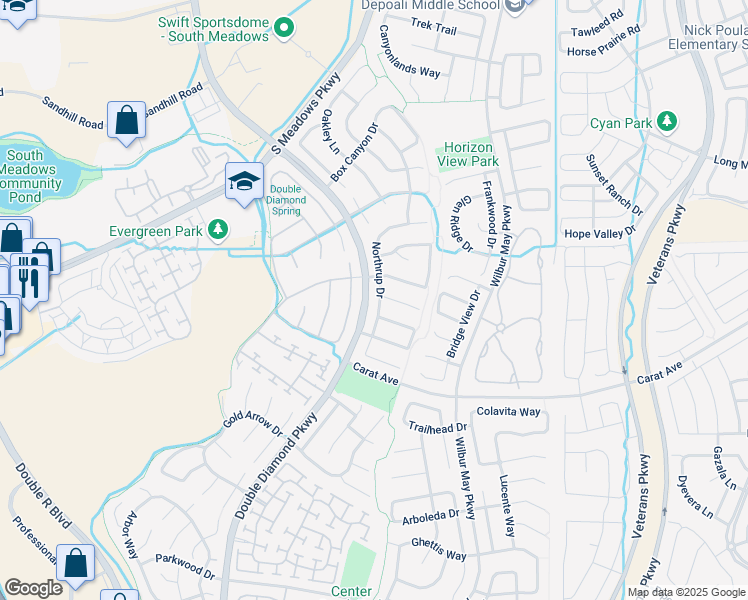 map of restaurants, bars, coffee shops, grocery stores, and more near 9950 Rio Bravo Drive in Reno