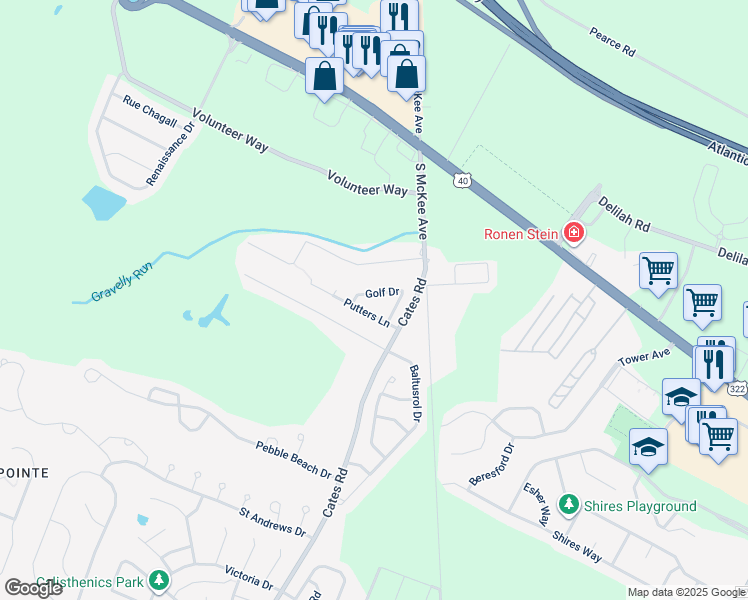 map of restaurants, bars, coffee shops, grocery stores, and more near 15 Golf Drive in Hamilton