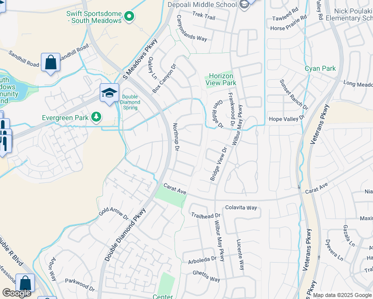 map of restaurants, bars, coffee shops, grocery stores, and more near 1631 Ashworth Court in Reno