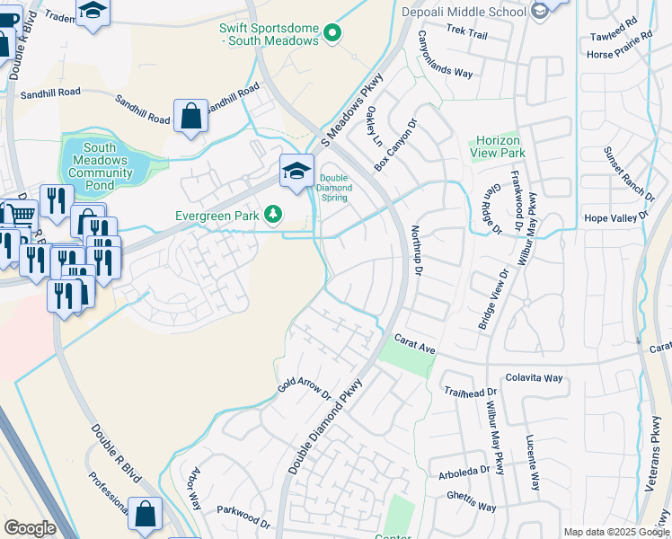 map of restaurants, bars, coffee shops, grocery stores, and more near 9745 Lemke Court in Reno