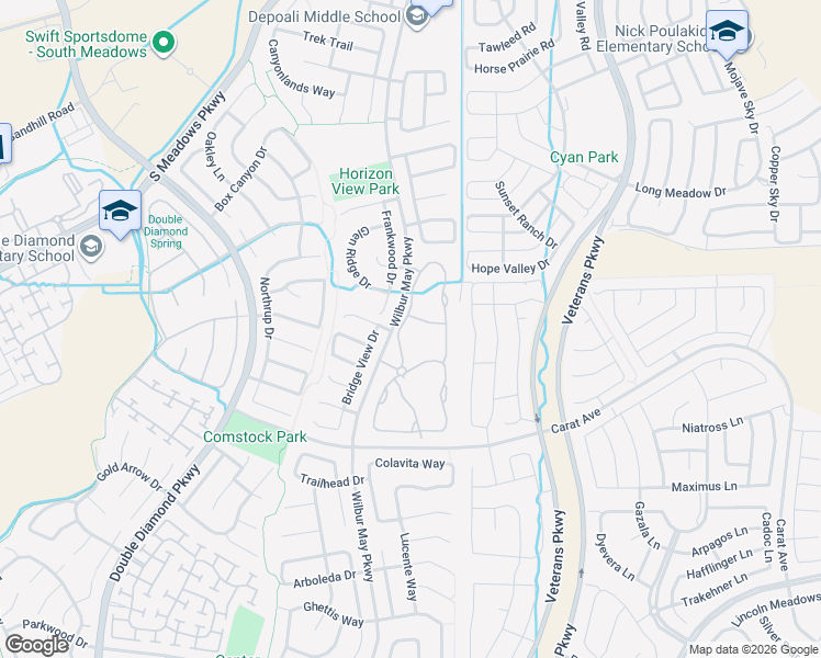 map of restaurants, bars, coffee shops, grocery stores, and more near 9760 Frankwood Drive in Reno