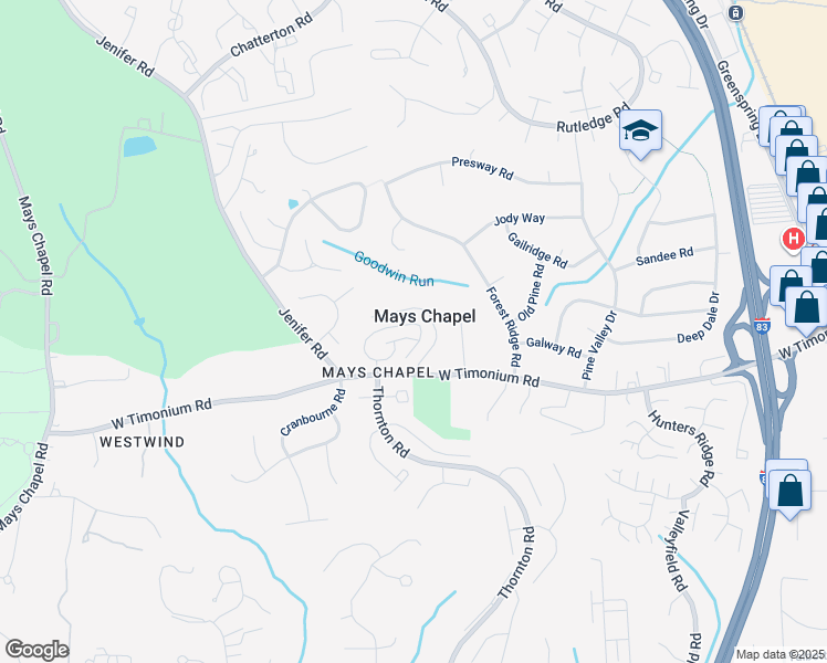 map of restaurants, bars, coffee shops, grocery stores, and more near 304 Kimrick Place in Timonium
