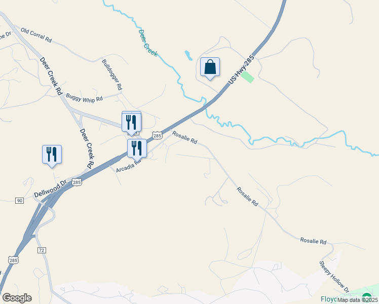 map of restaurants, bars, coffee shops, grocery stores, and more near 101 Crestview Lane in Bailey