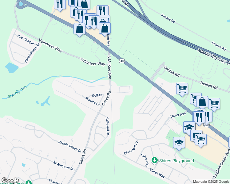 map of restaurants, bars, coffee shops, grocery stores, and more near 4 Club House Lane in Hamilton
