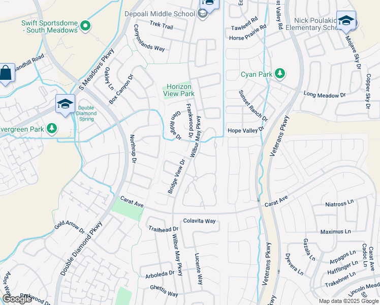 map of restaurants, bars, coffee shops, grocery stores, and more near 9760 Frankwood Drive in Reno