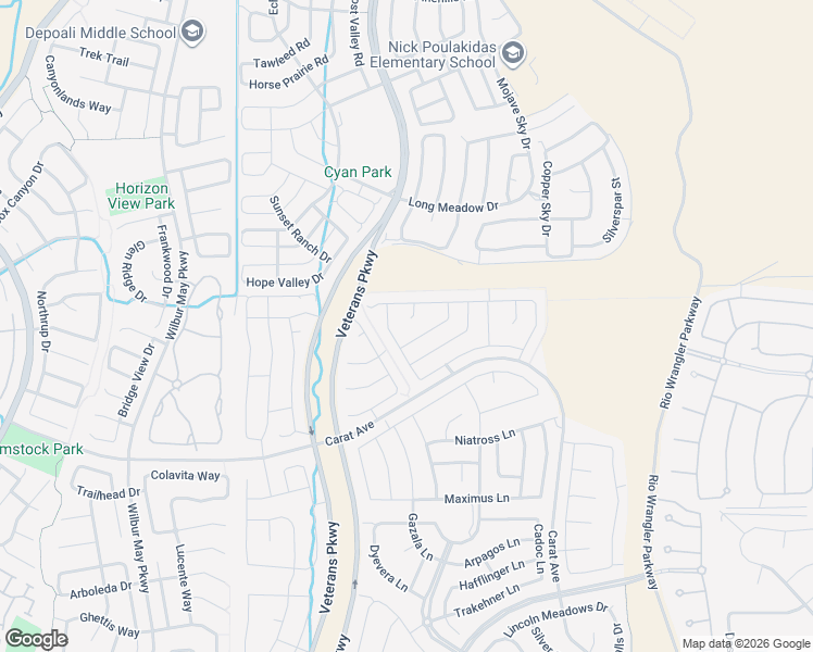 map of restaurants, bars, coffee shops, grocery stores, and more near 9625 Jessica Court in Reno