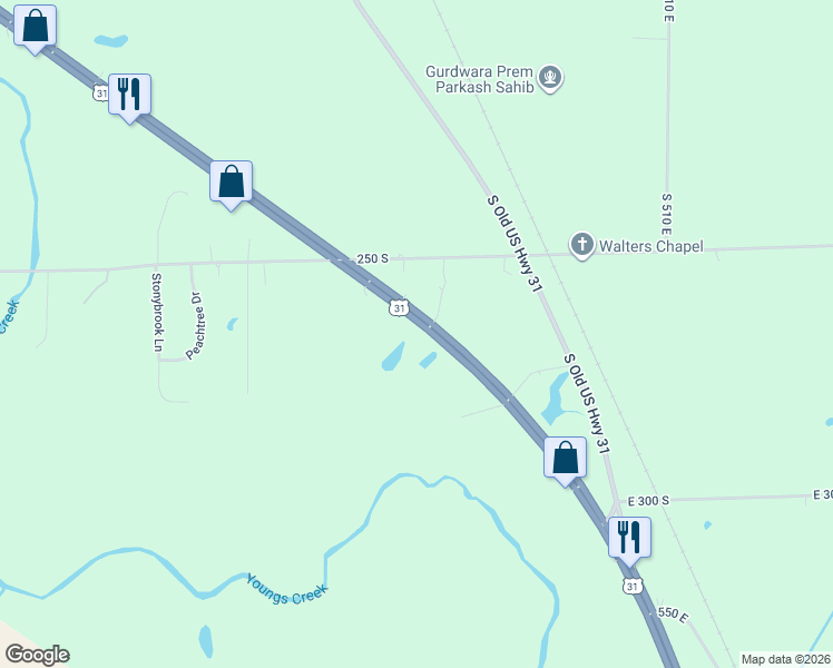 map of restaurants, bars, coffee shops, grocery stores, and more near 2654 U.S. 31 South in Franklin