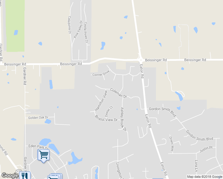 map of restaurants, bars, coffee shops, grocery stores, and more near 823 Coleman Drive in Hamilton