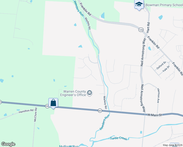 map of restaurants, bars, coffee shops, grocery stores, and more near 458 Calumet Farms Drive in Lebanon
