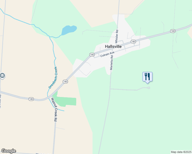 map of restaurants, bars, coffee shops, grocery stores, and more near in Hallsville