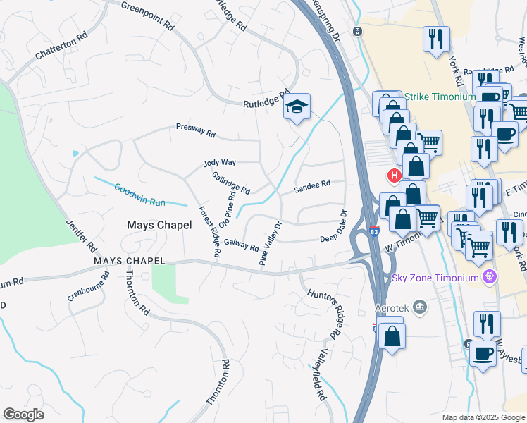 map of restaurants, bars, coffee shops, grocery stores, and more near 306 Quaker Ridge Road in Lutherville-Timonium