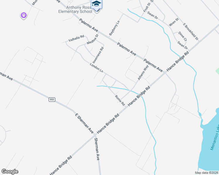 map of restaurants, bars, coffee shops, grocery stores, and more near 2809 Rome Road in Vineland