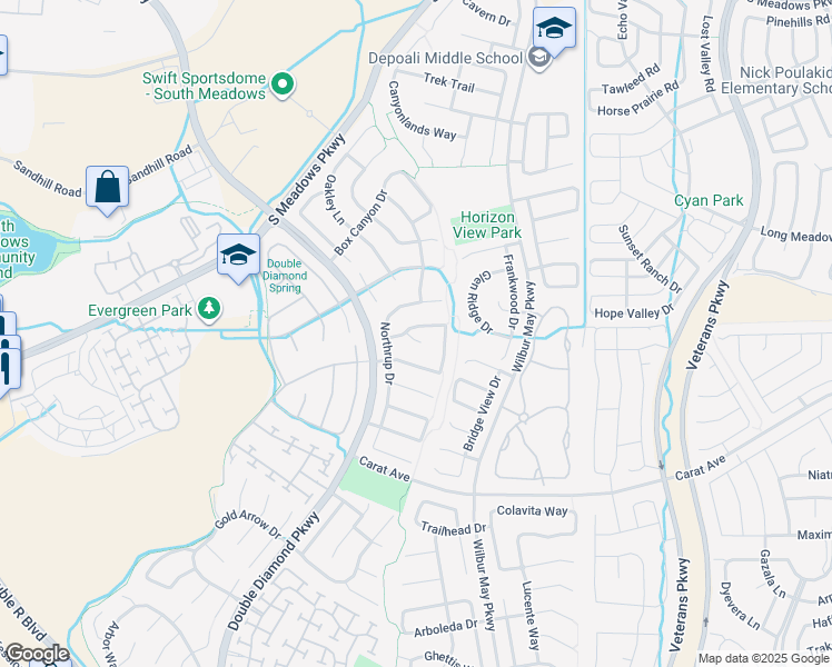 map of restaurants, bars, coffee shops, grocery stores, and more near 9800 Eastmont Court in Reno