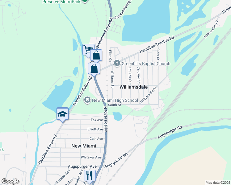 map of restaurants, bars, coffee shops, grocery stores, and more near 1980 Williams Street in Hamilton
