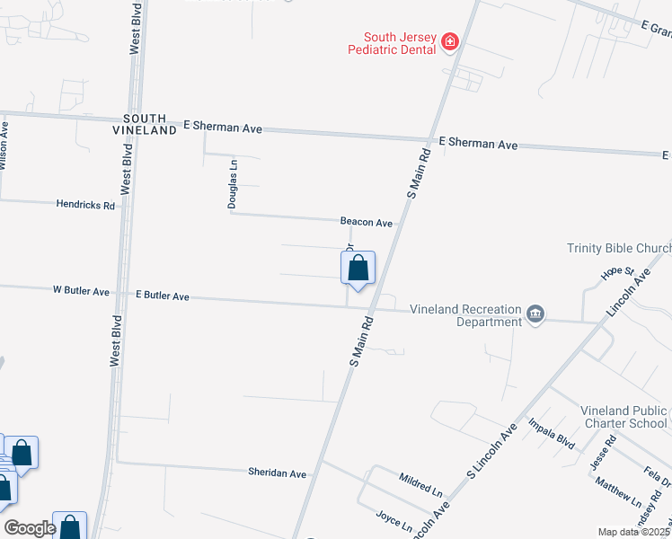 map of restaurants, bars, coffee shops, grocery stores, and more near 531 Jennifer Lane in Vineland