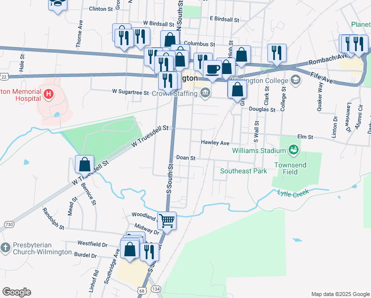 map of restaurants, bars, coffee shops, grocery stores, and more near 319 South Walnut Street in Wilmington