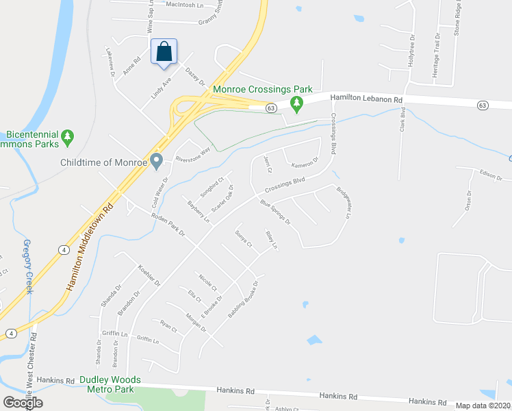 map of restaurants, bars, coffee shops, grocery stores, and more near 3251 Blue Springs Drive in Monroe