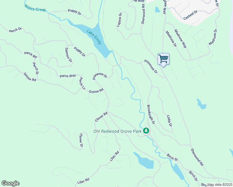 map of restaurants, bars, coffee shops, grocery stores, and more near 25116 Blue Jay Ln in Willits