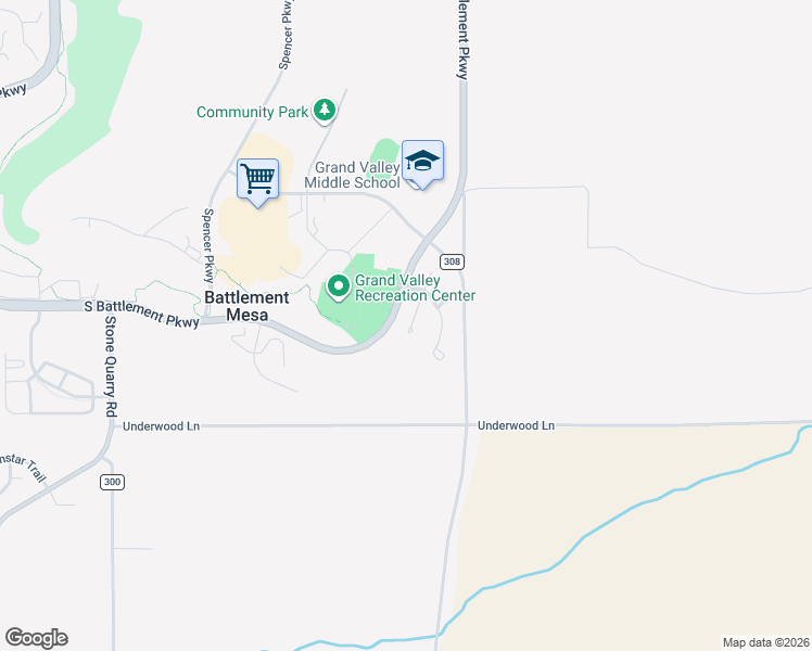 map of restaurants, bars, coffee shops, grocery stores, and more near 1809-1839 South Battlement Parkway in Battlement Mesa
