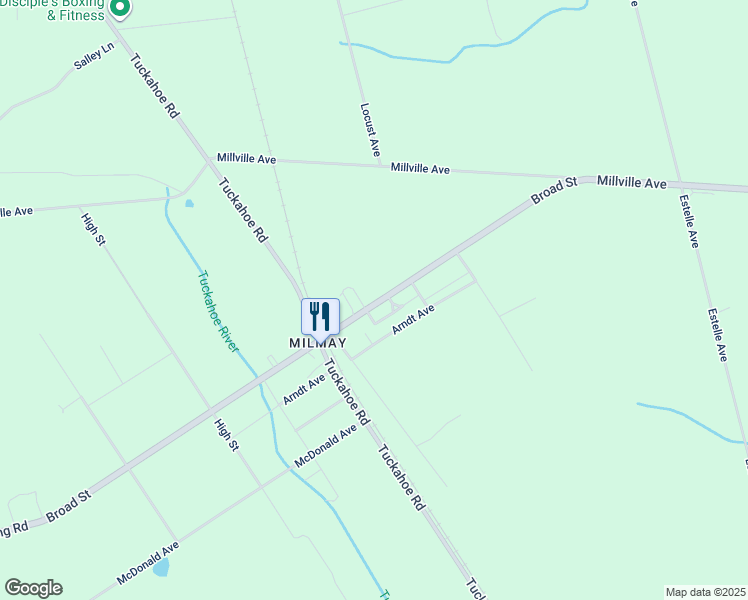 map of restaurants, bars, coffee shops, grocery stores, and more near 319 Broad Street in Buena Vista Township