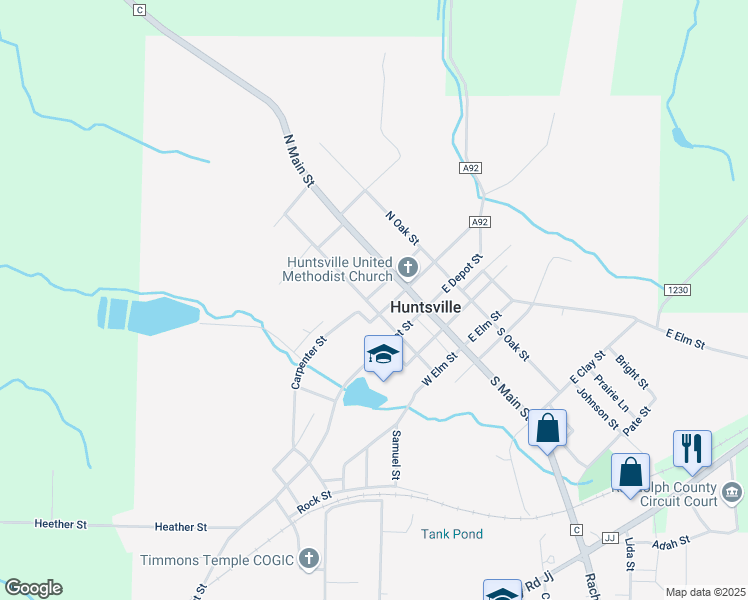 map of restaurants, bars, coffee shops, grocery stores, and more near 2-198 Carpenter Street in Huntsville