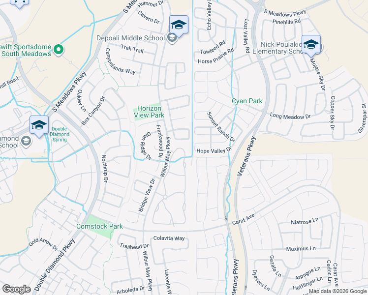 map of restaurants, bars, coffee shops, grocery stores, and more near 9900 Wilbur May Parkway in Reno
