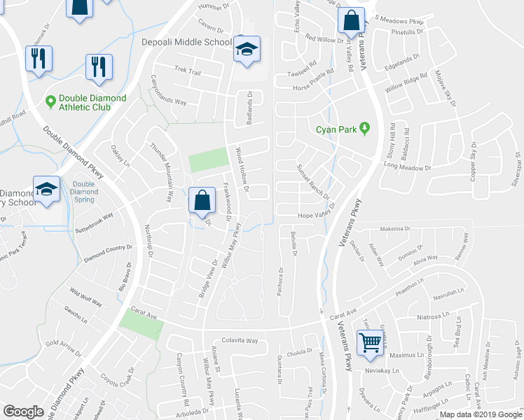 map of restaurants, bars, coffee shops, grocery stores, and more near 9900 Wilbur May Parkway in Reno