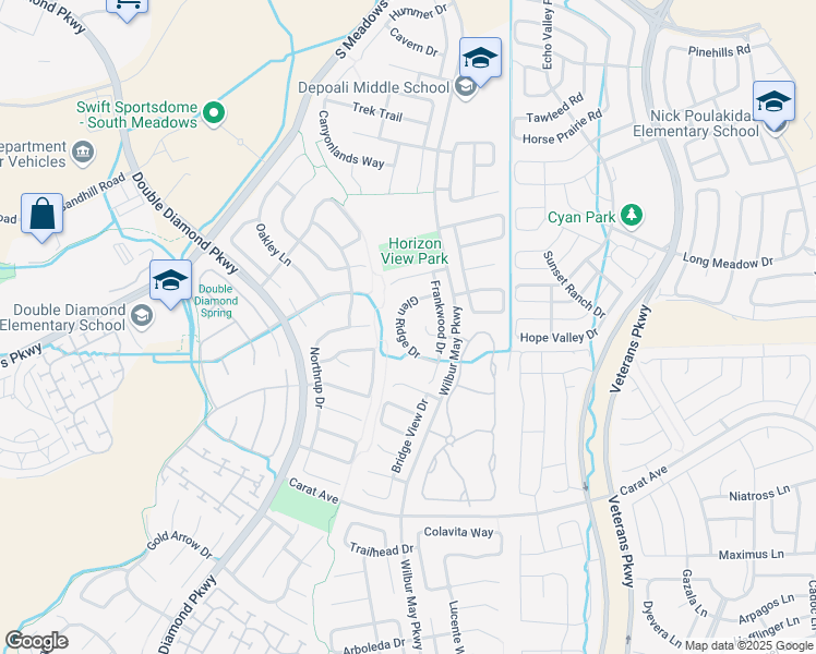 map of restaurants, bars, coffee shops, grocery stores, and more near 9648 Glen Ridge Drive in Reno
