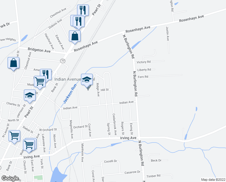 map of restaurants, bars, coffee shops, grocery stores, and more near 81 Cedarbrook Avenue in Bridgeton