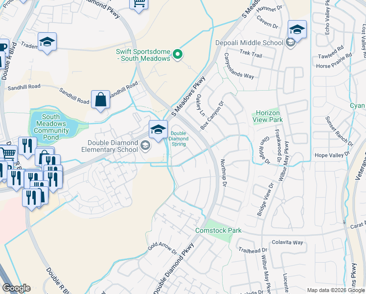 map of restaurants, bars, coffee shops, grocery stores, and more near 1591 Rio Grande Drive in Reno