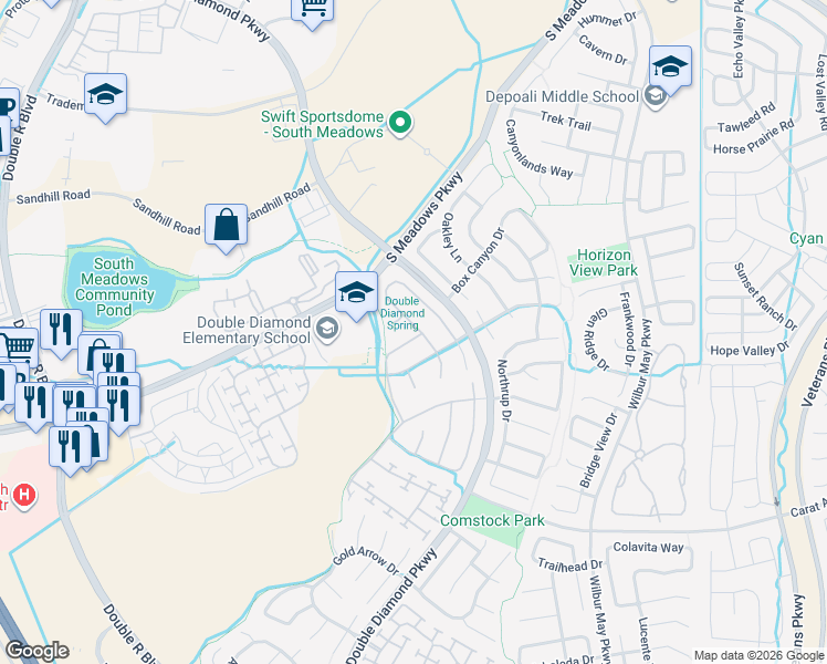 map of restaurants, bars, coffee shops, grocery stores, and more near 1591 Rio Grande Drive in Reno